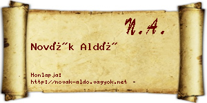 Novák Aldó névjegykártya