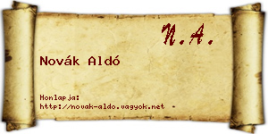 Novák Aldó névjegykártya